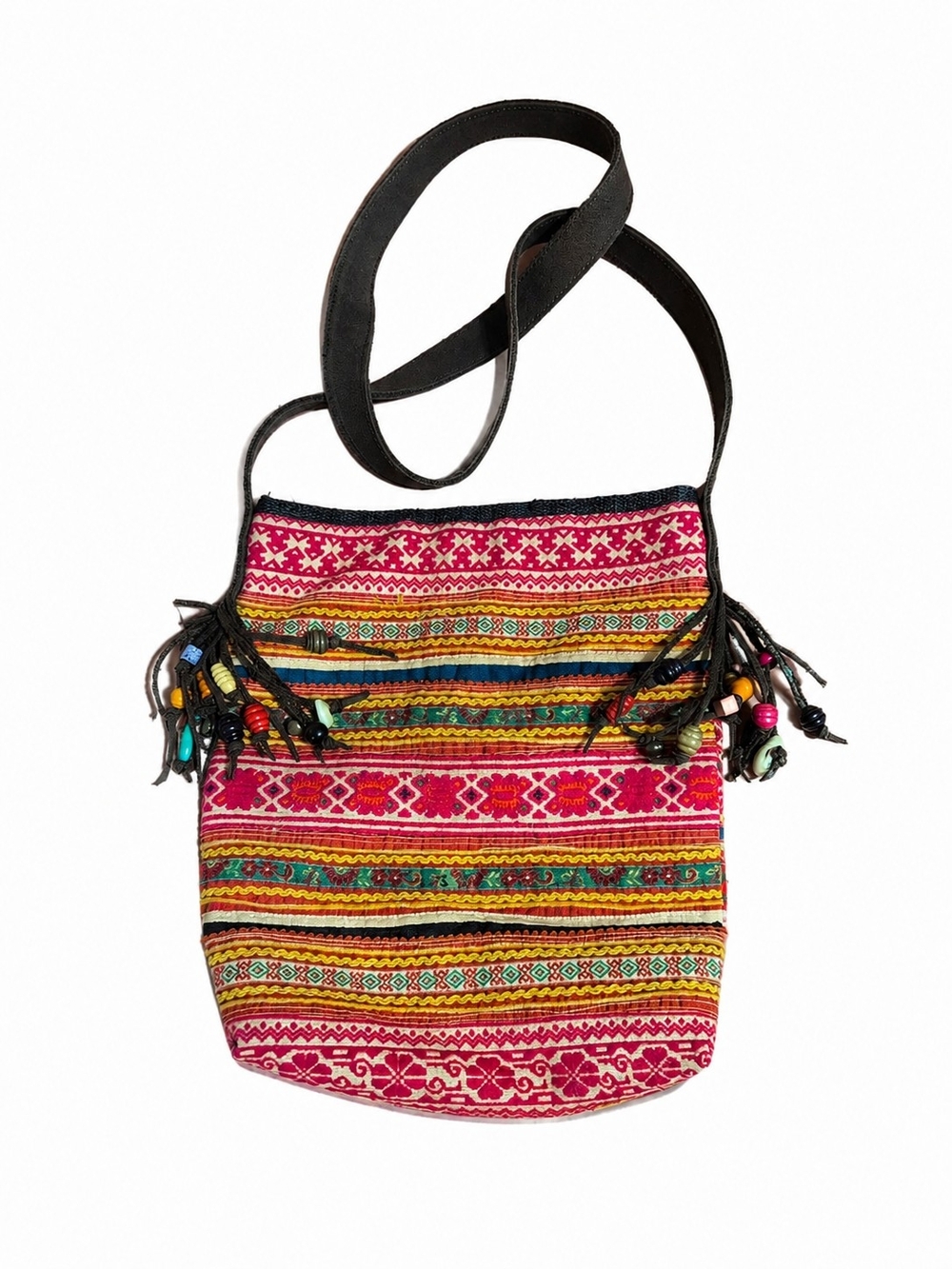 NATURAL LIFE Multicolor Striped Boho Crossbody Bag with Suede Strap